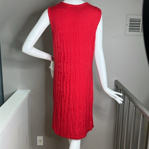 Iceberg History Sz L Red Knit Logo Cotton Blend Sleeveless Dress - New With Tags - Picture 3 of 6